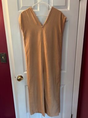 MIHA Deep V-Neck Draped 100% Cotton Jumpsuit | Made in Mexico Size M